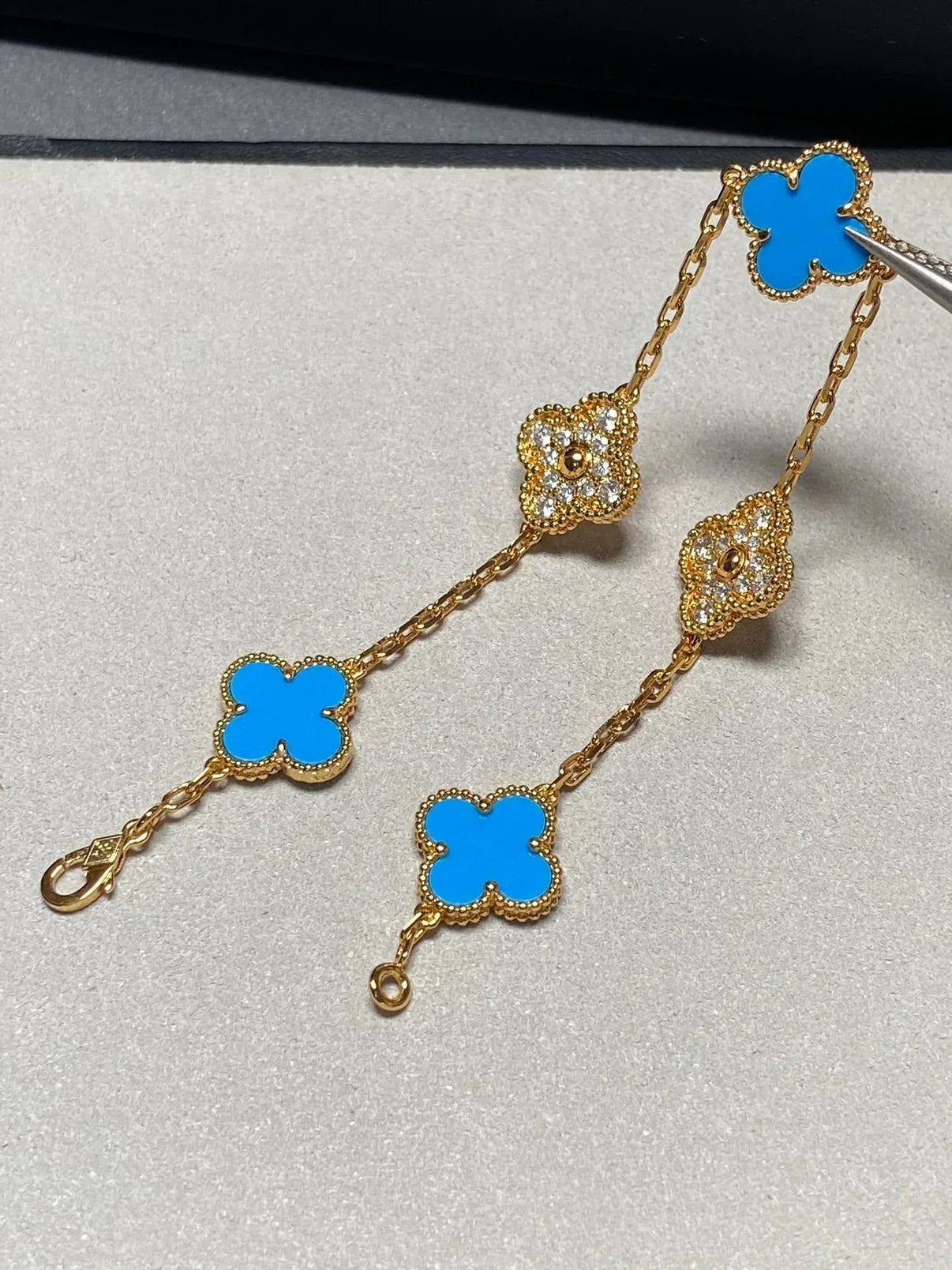 [⭐Shinejoy] CLOVER 5 MOTIF BLUE AGATE BRACELET COLLECTION