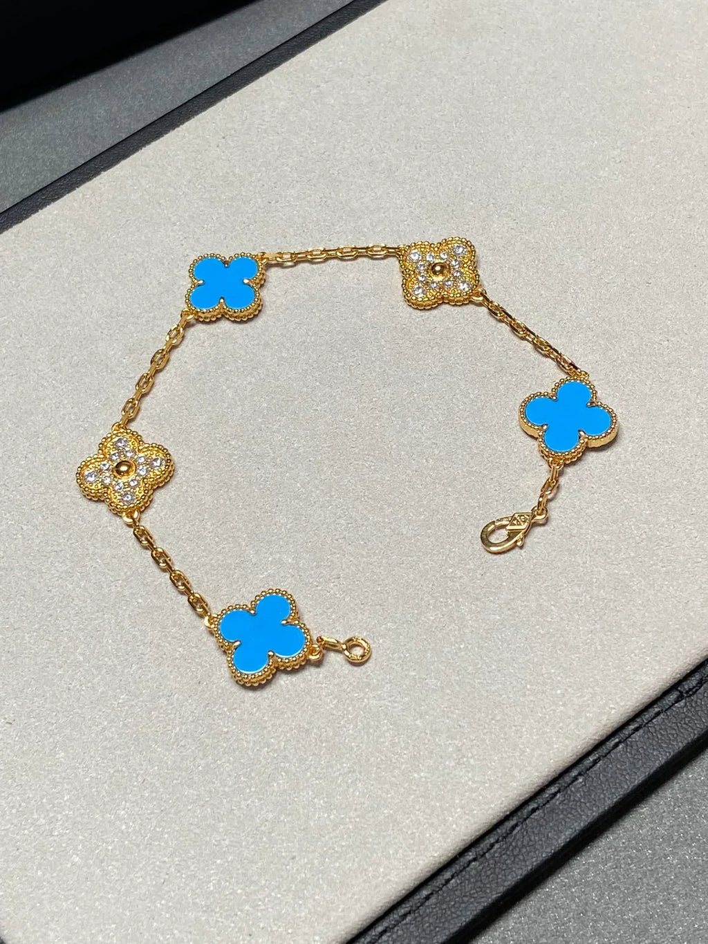 [⭐Shinejoy] CLOVER 5 MOTIF BLUE AGATE BRACELET COLLECTION