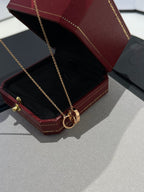 [Marin]LOVE NECKLACE DOUBLE RING PINK GOLD