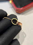 [Marin]LOVE NECKLACE DOUBLE RING PINK GOLD