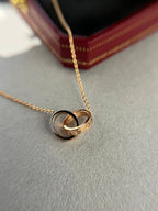 [Marin]LOVE NECKLACE DOUBLE RING PINK GOLD