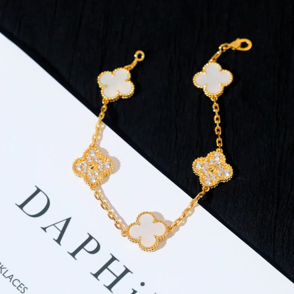 [⭐Shinejoy]CLOVER WHITE PEARL MOP BRACELET 5 MOTIFS COLLECTION