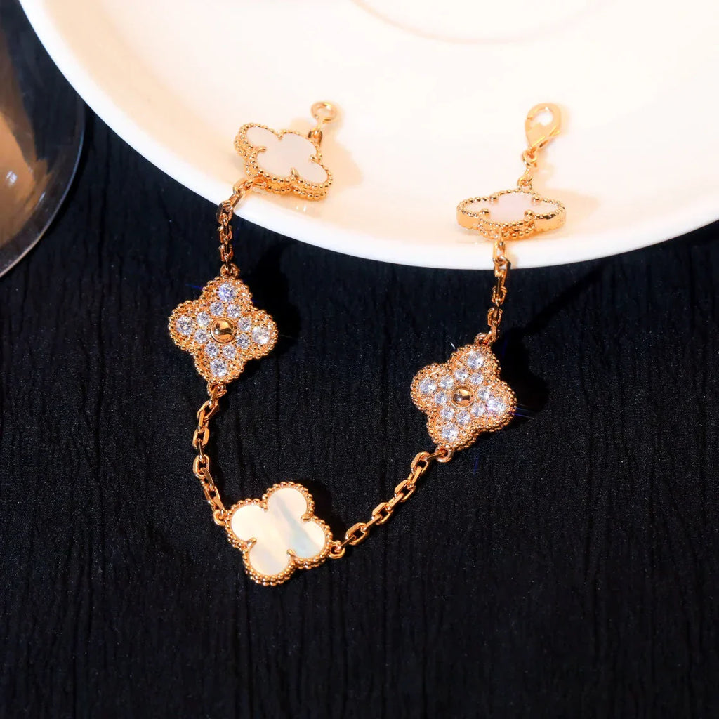 [⭐Shinejoy]CLOVER WHITE PEARL MOP BRACELET 5 MOTIFS COLLECTION