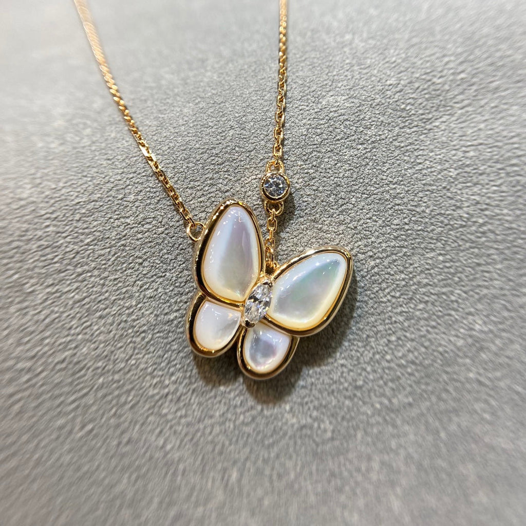 [Marin]BUTTERFLY MOP DIAMOND NECKLACE