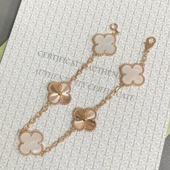 [⭐Shinejoy]CLOVER WHITE PEARL MOP BRACELET 5 MOTIFS COLLECTION