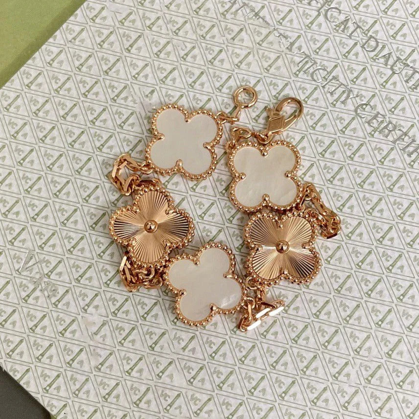 [⭐Shinejoy]CLOVER WHITE PEARL MOP BRACELET 5 MOTIFS COLLECTION