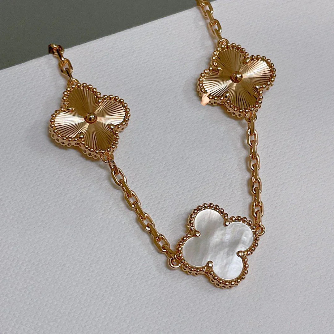 [⭐Shinejoy]CLOVER WHITE PEARL MOP BRACELET 5 MOTIFS COLLECTION