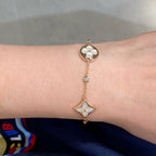 [Marin]STAR AND SUN 4 MOTIF WHITE MOP PINK GOLD BRACELET
