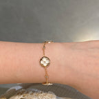 [Marin]STAR AND SUN 4 MOTIF WHITE MOP PINK GOLD BRACELET