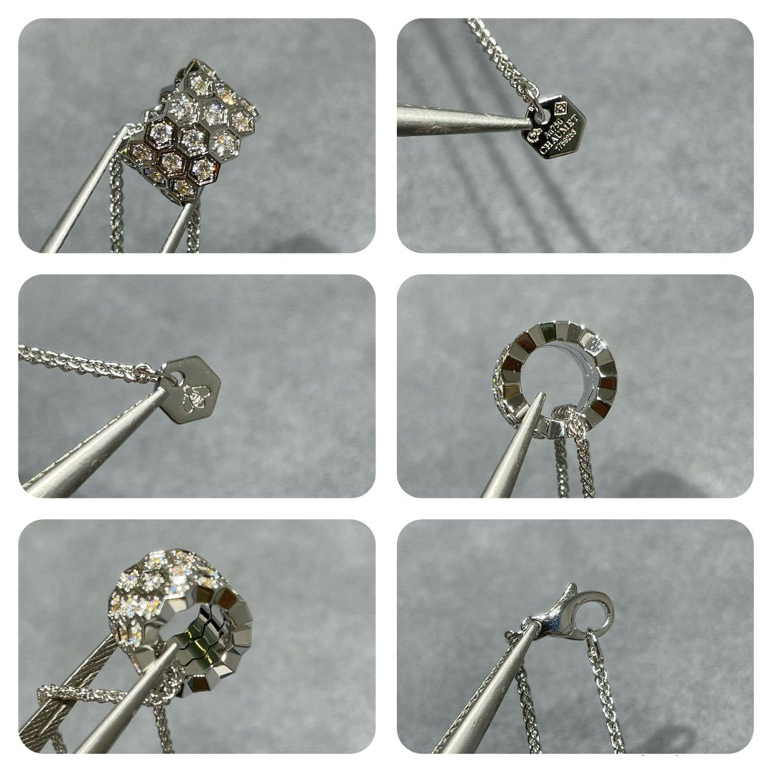 [Marin]BEE LOVE DIAMOND PAVED 3 ROW NECKLACE