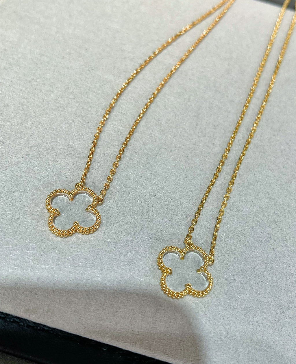 [Marin]CLOVER ROCK CRYSTAL ROSE GOLD NECKLACE