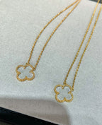 [Marin]CLOVER ROCK CRYSTAL ROSE GOLD NECKLACE