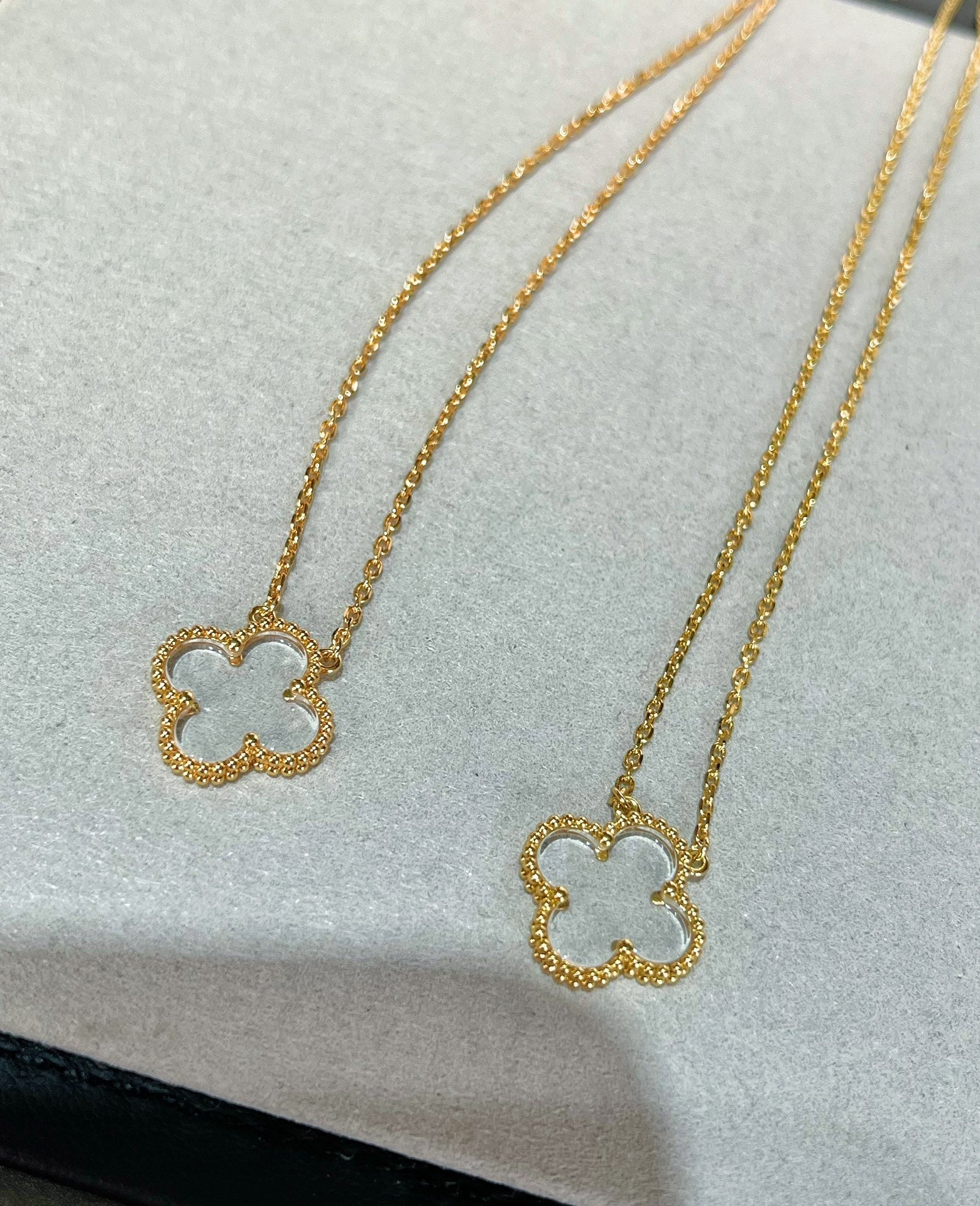 [Marin]CLOVER ROCK CRYSTAL ROSE GOLD NECKLACE