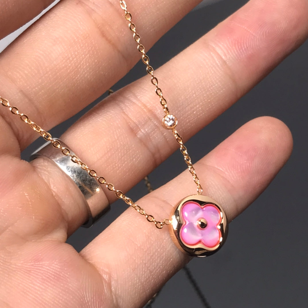 [Marin]COLOR BLOSSOM PINK MOP SUN GOLD NECKLACE