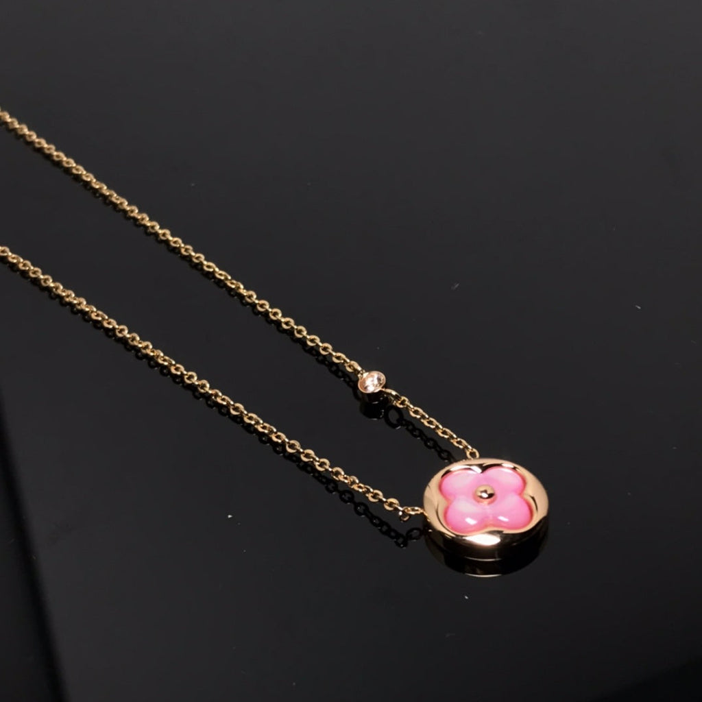 [Marin]COLOR BLOSSOM PINK MOP SUN GOLD NECKLACE