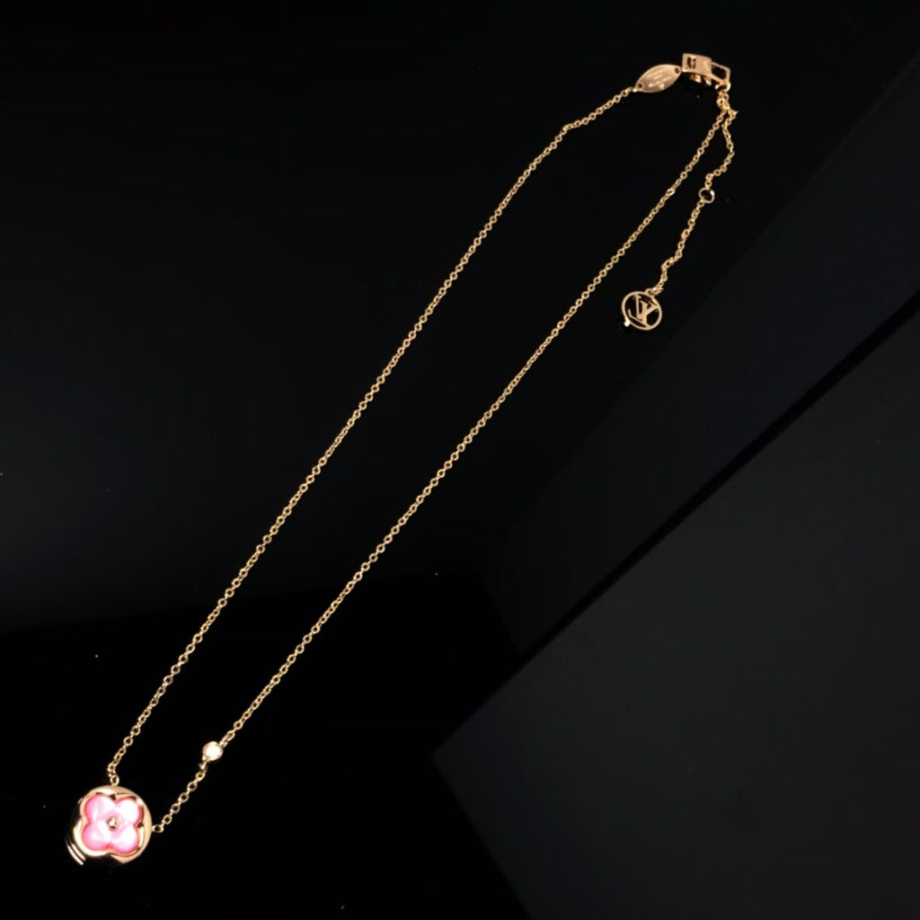 [Marin]COLOR BLOSSOM PINK MOP SUN GOLD NECKLACE