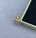 [Marin]Wide Hoof-Shaped Diamond-Studded Ring