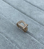 [Marin]Wide Hoof-Shaped Diamond-Studded Ring