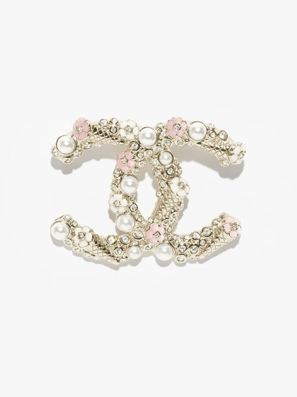 [Marin]26C Pink-White Enamel Ice Cream Cone Double C Brooch