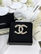[Marin]26C Pink-White Enamel Ice Cream Cone Double C Brooch