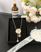 [Marin]Cloud Pearl Mother-of-Pearl Diamond Chain Pendant Necklace