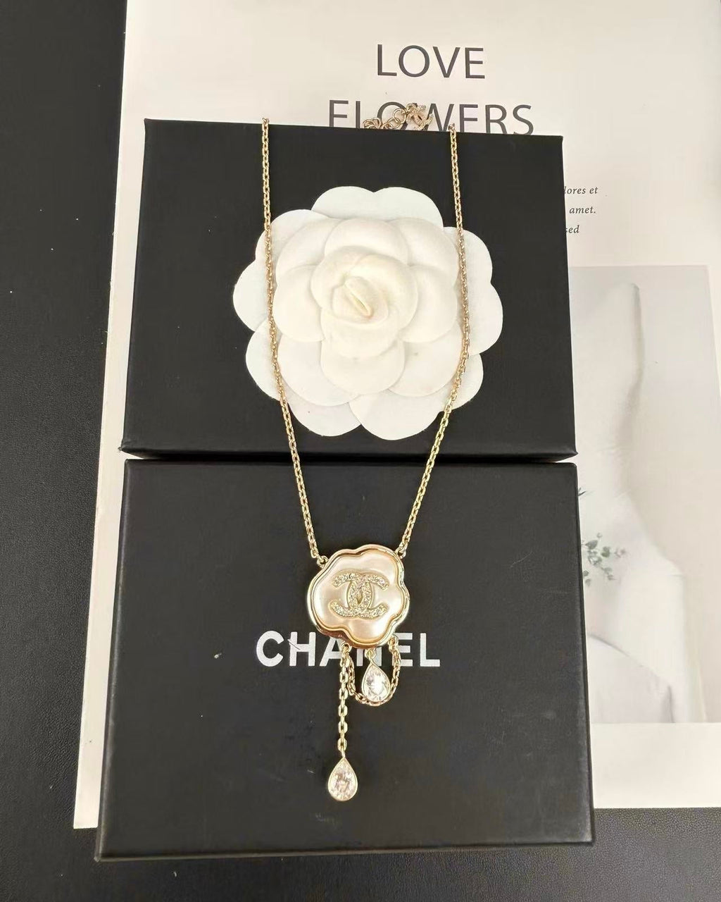 [Marin]Cloud Pearl Mother-of-Pearl Diamond Chain Pendant Necklace