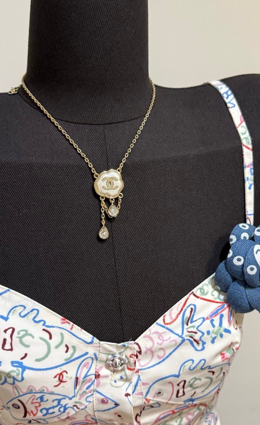 [Marin]Cloud Pearl Mother-of-Pearl Diamond Chain Pendant Necklace