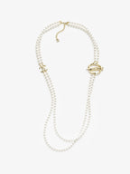 [Marin]25K Pencil Double C Double-Layer Pearl Sweater Chain