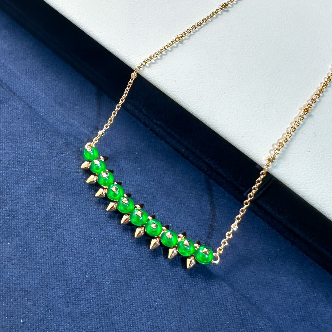 [Marin]New Arrival: Green Bead Rivet Necklace