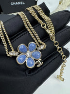 [Marin]New Blue Floral Double-Layer Necklace
