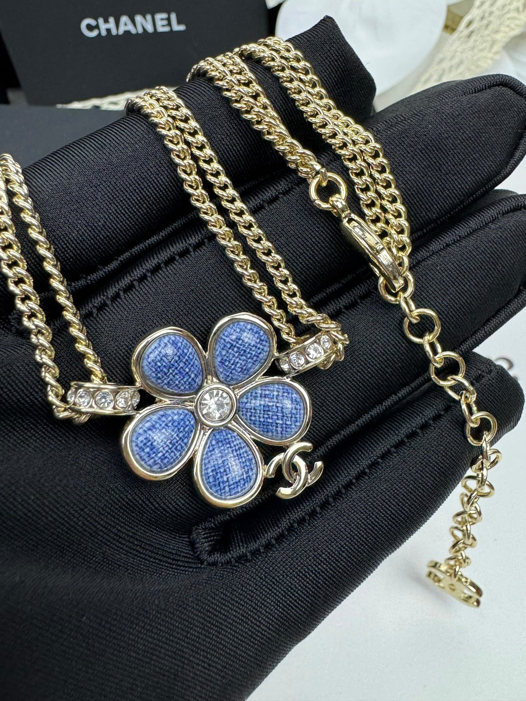 [Marin]New Blue Floral Double-Layer Necklace