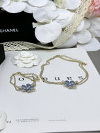 [Marin]New Blue Floral Double-Layer Necklace