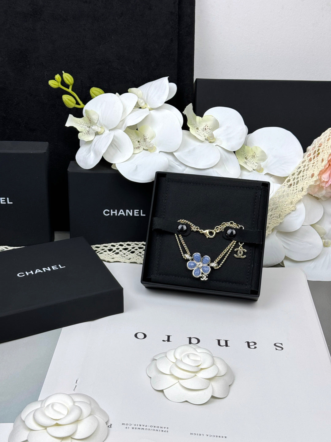 [Marin]VOLTE New Blue Floral Double-Layer Bracelet