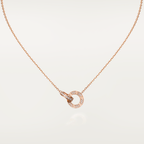 [Marin]COLLIER LOVE 7,6 MM OR ROSE ET ARGENT TOUT DIAMANT