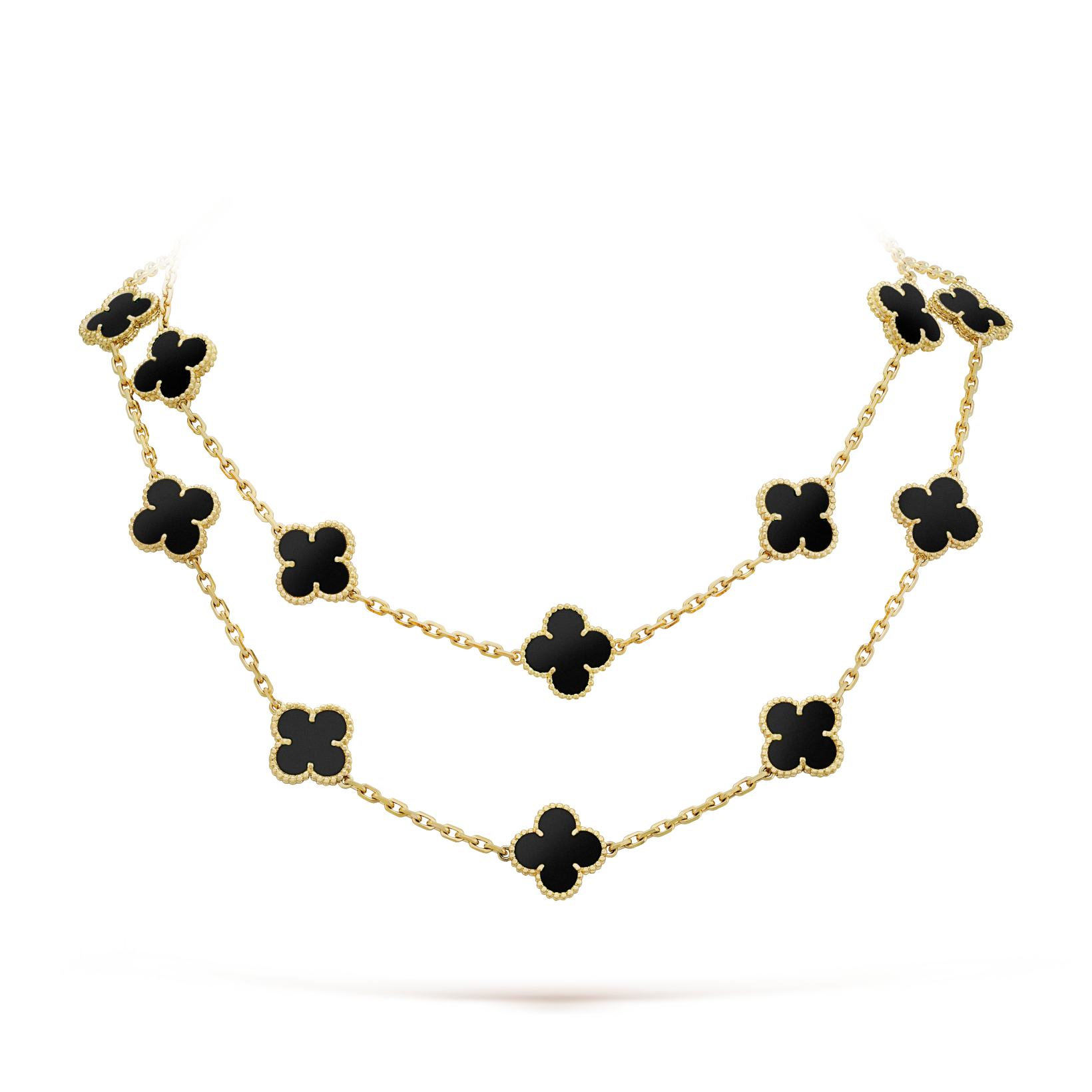 [Marin]CLOVER 20 MOTIFS ONYX NECKLACE