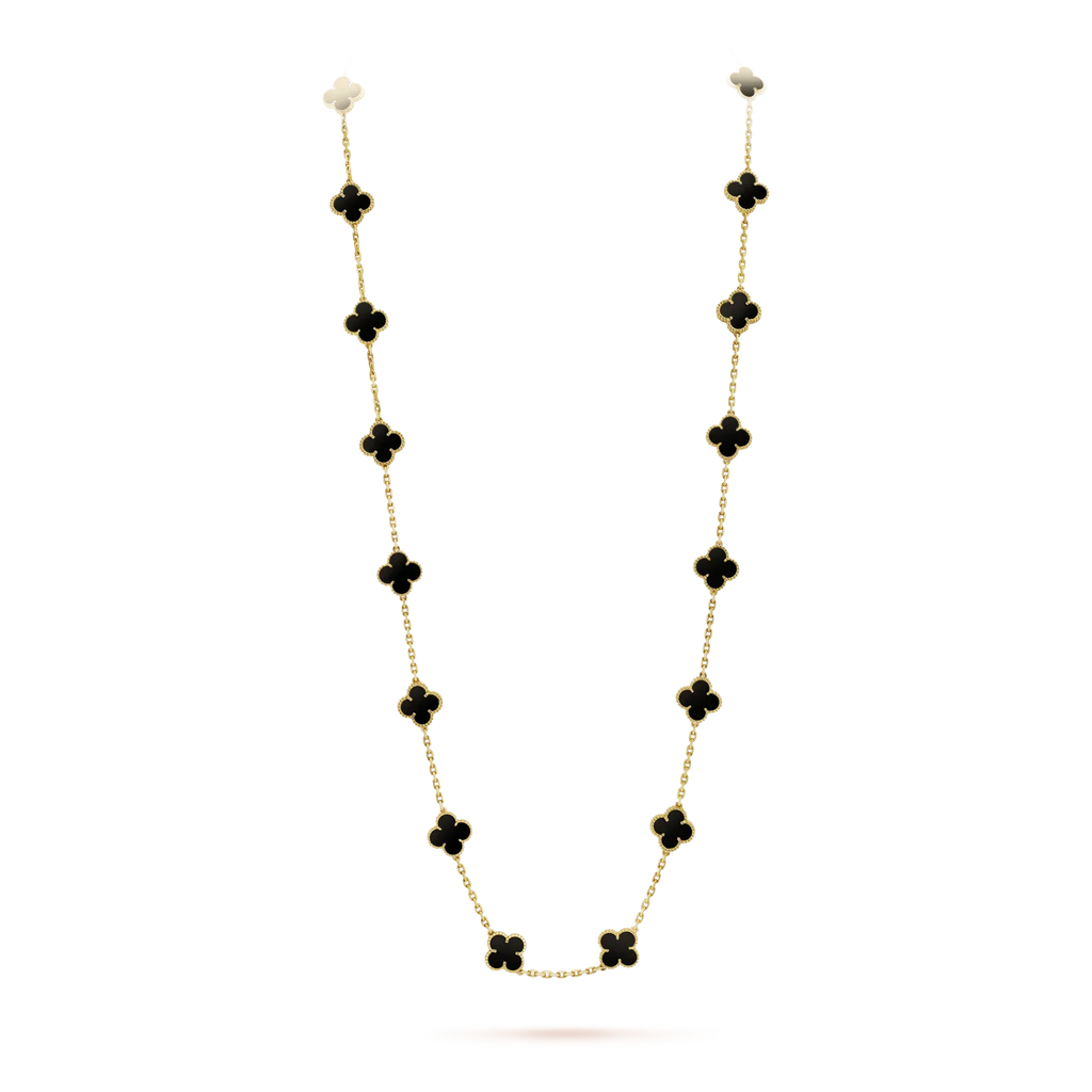 [Marin]CLOVER 20 MOTIFS ONYX NECKLACE