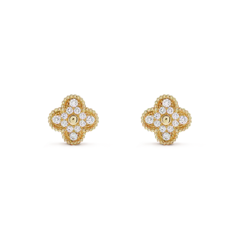 [Marin]CLOVER MEDIUM 1 MOTIFS FUll DIAMOND EARRINGS