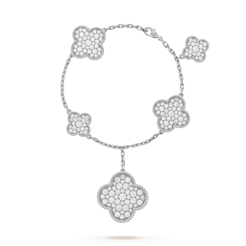 [Marin]CLOVER 6 MOTIFS SILVER DIAMOND BRACELET