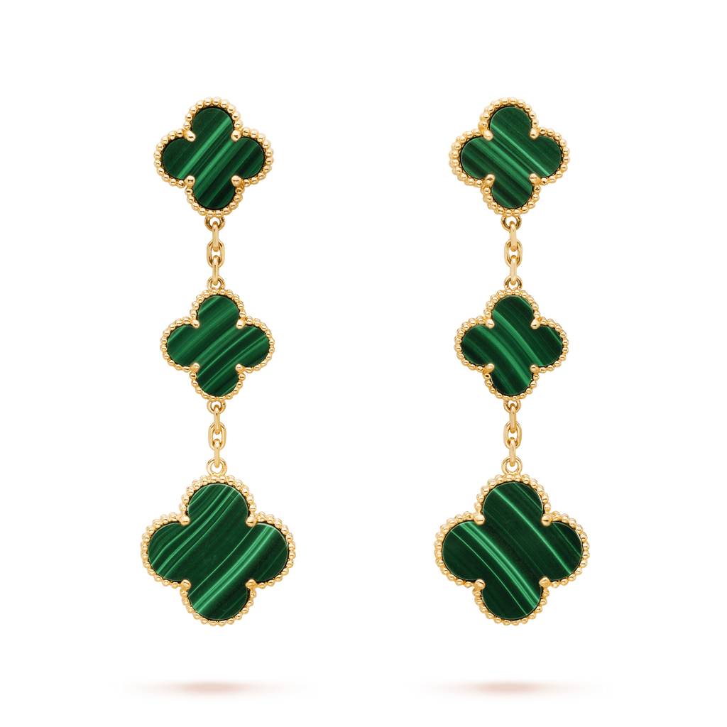 [Marin]CLOVER MALACHITE 3 MOTIFS GOLD