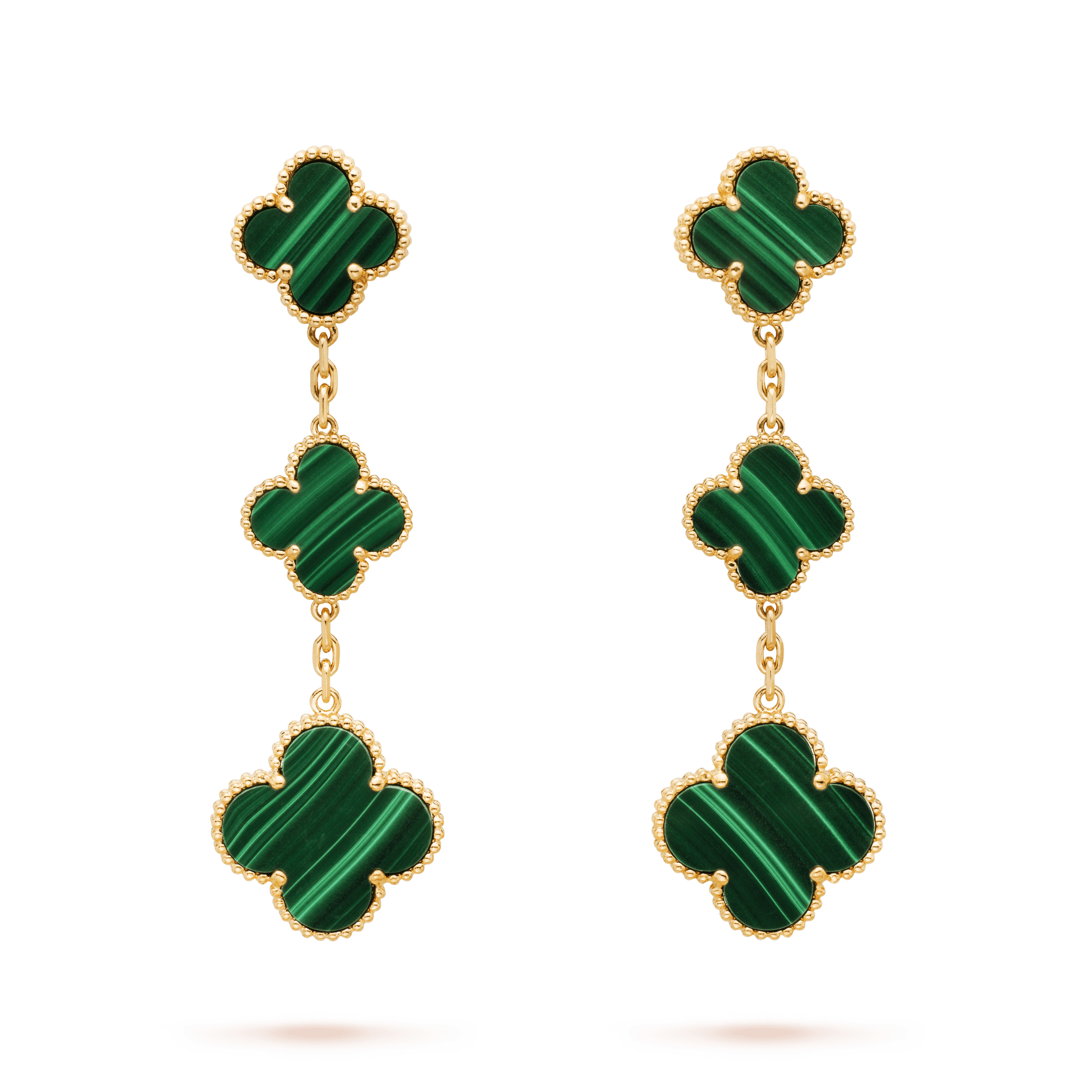 [Marin]CLOVER MALACHITE 3 MOTIFS GOLD