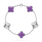 [⭐Shinejoy]BRACELET CLOVER 5 MOTIFS VIOLET CLAIR COLLECTION
