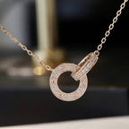 [Marin]COLLIER LOVE 7,6 MM OR ROSE ET ARGENT TOUT DIAMANT
