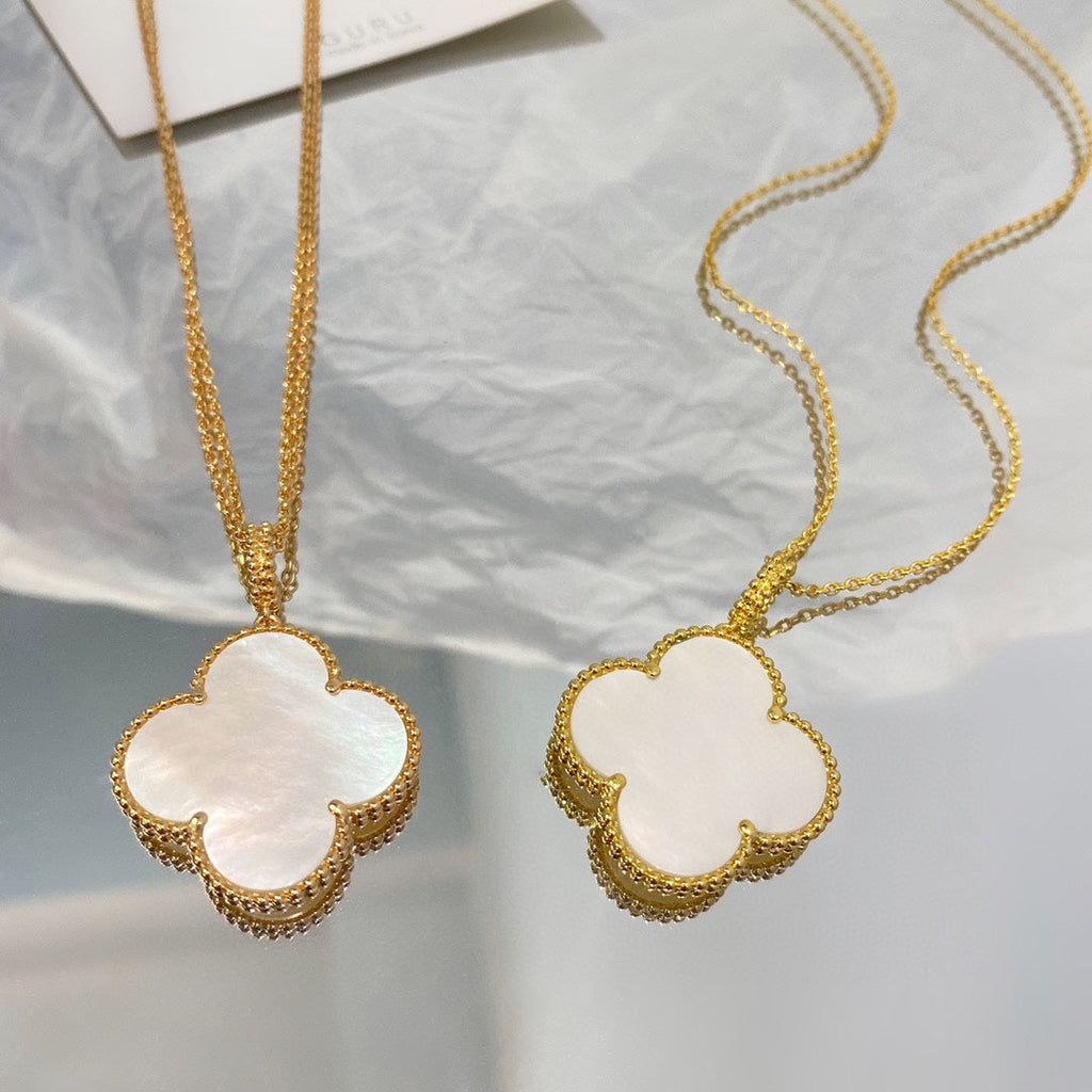 [Marin]COLLIER PENDENTIF TRÈFLE GRANDE TAILLE NACRE 25MM