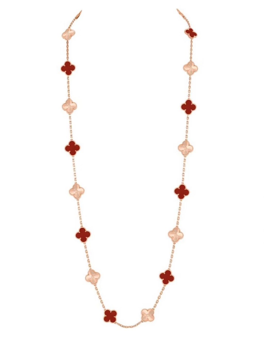 [Marin]CLOVER 20 MOTIFS LASER CARNELIAN NECKLACE