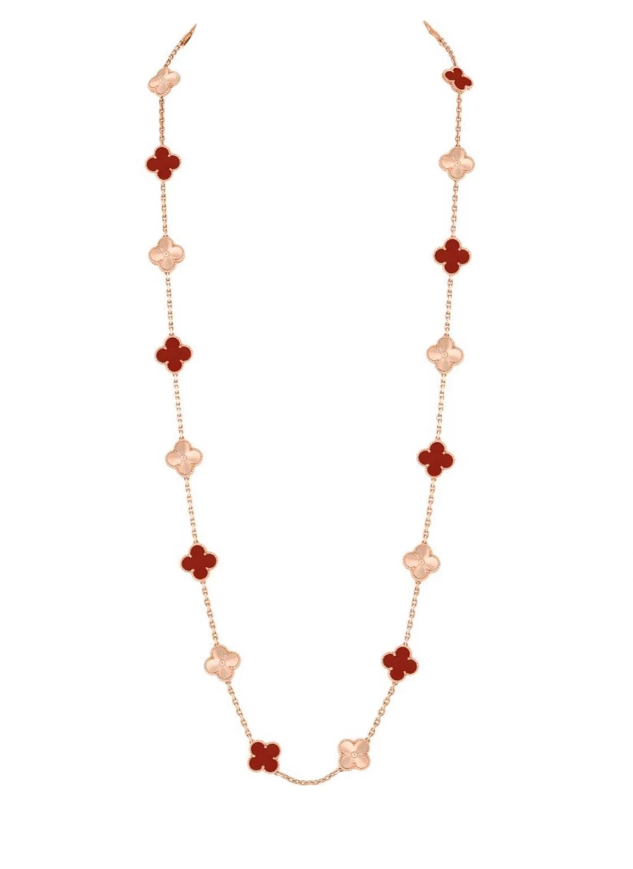 [Marin]CLOVER 20 MOTIFS LASER CARNELIAN NECKLACE
