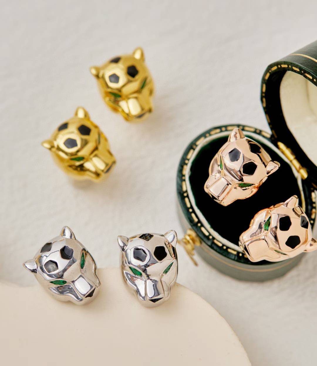 [?Marin]CHRRTAH-PRINT STUD EARRINGS, THREE COLORS