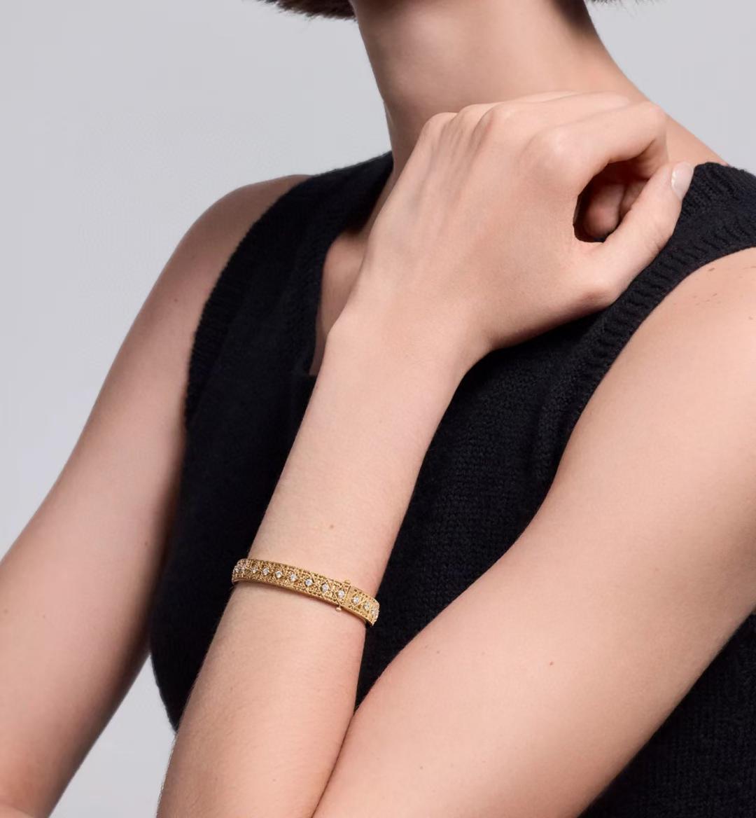 [?Marin]2026 WOVEN-PATTERN BRACELET SET WITH FULL DIAMOND INLAY THREE-COLORS