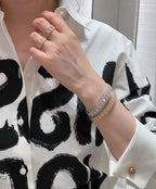 [?Marin]2026 BRACELET À MOTIFS TISSÉS AVEC INCUSTATIONS DE DIAMANTS TROIS COULEURS