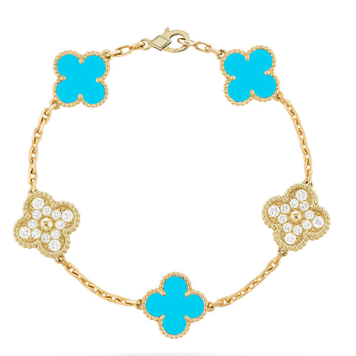 [⭐Shinejoy] CLOVER 5 MOTIF TURQUOISE BRACELET COLLECTION