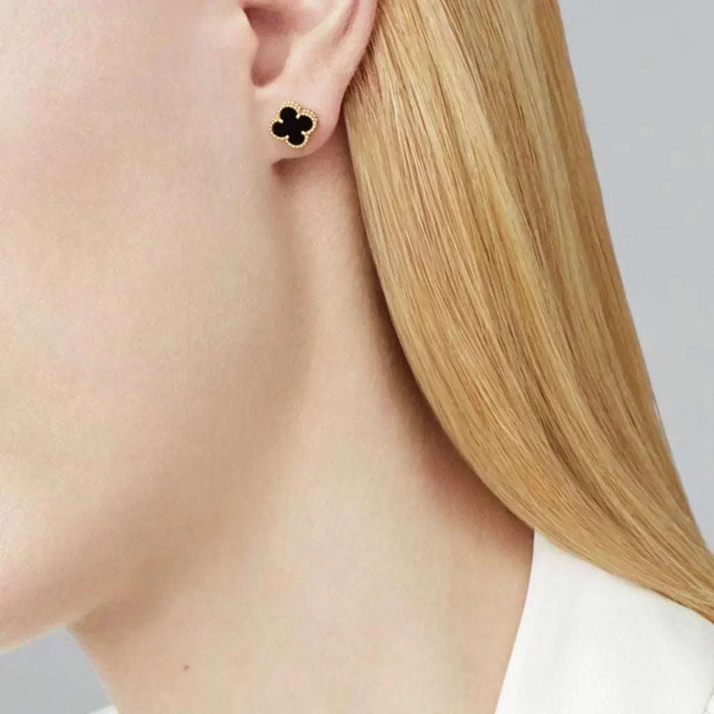 [Marin]BOUCLES D'OREILLES CLOVER MINI 9,5 MM NACRE NOIRE